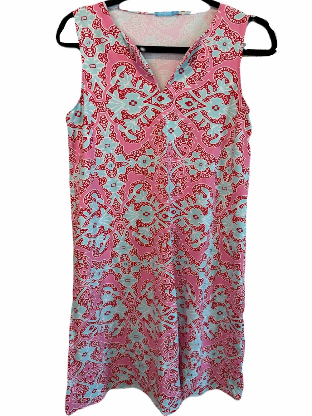 J. McLaughlin Pink / Aqua Blue Shift Dress size Small